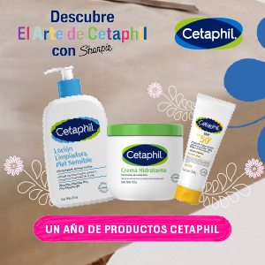 Selecci&oacute;n de productos Cetaphil para el cuidado de la piel que incluye limpiador, crema hidratante y protector solar. 